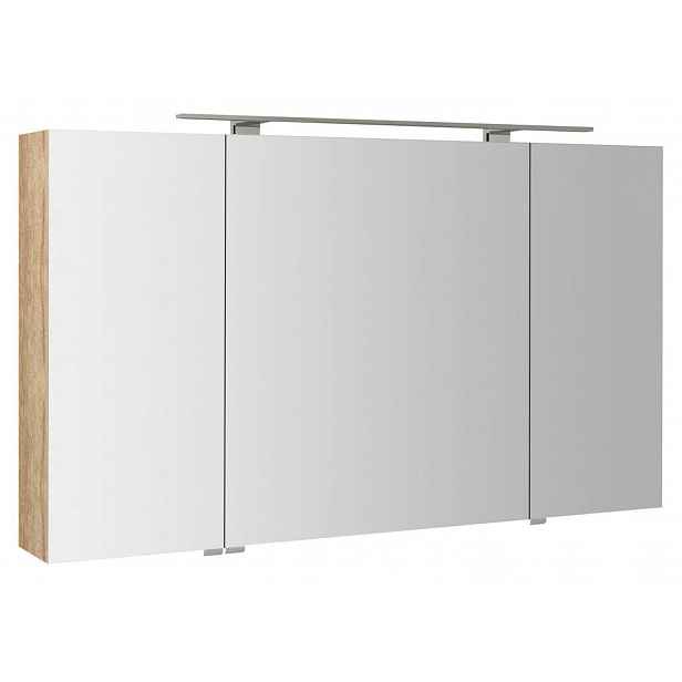 Sapho Mirró - Zrcadlová skříňka s LED osvětlením 120x70x16 cm, 3x dvířka, dub alabama MC121-0022