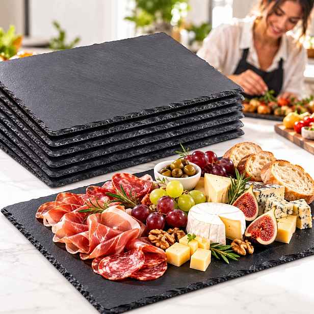 Talíře z břidlice Servírovací prkna 6 Ks 30x40cm Antracitové Obdélníkové