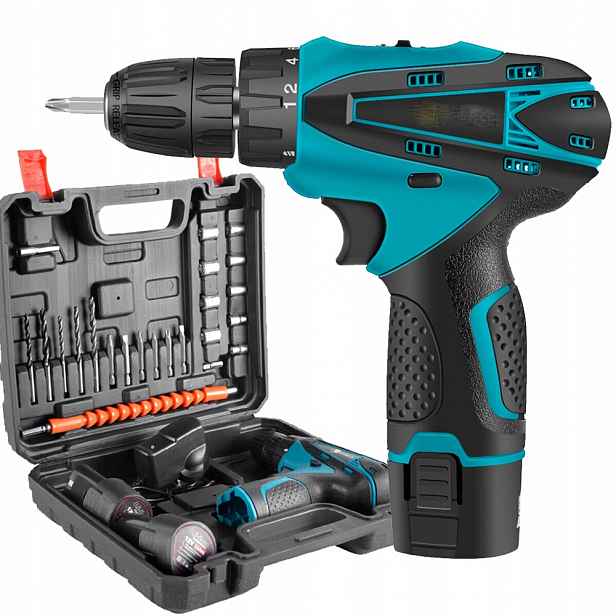 Akumulátorový vrtací šroubovák s akumulátorem a nabíječkou Aku 12V Set