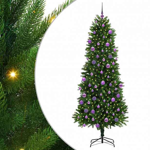 vidaXL Vánoční stromeček s 300 LED diodami s stojanem Zelená 240 cm PE