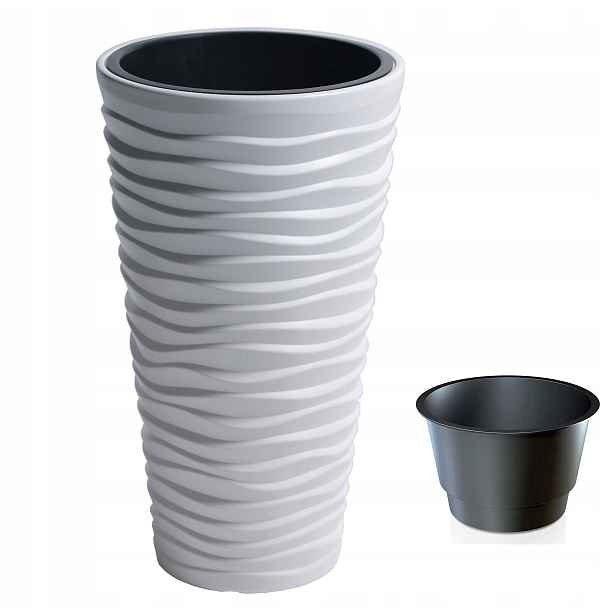 Květináč plast bílý Prosperplast 39 x 39 x 75 cm s vložkou