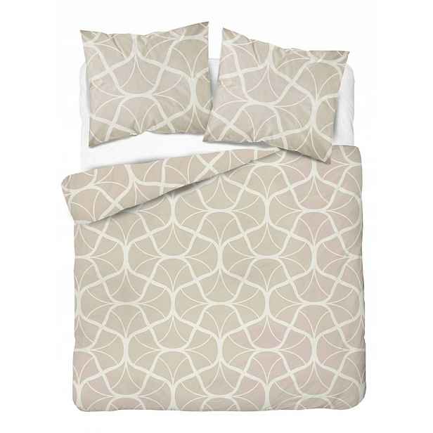 Povlečení saténové 220x200 béžová krémová geometrie Home Satin