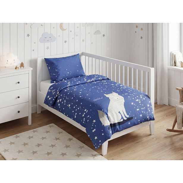 Svítící bavlněné povlečení do postýlky MAGIC STARS modré Rozměr povlečení: 40 x 60 cm | 100 x 135 cm