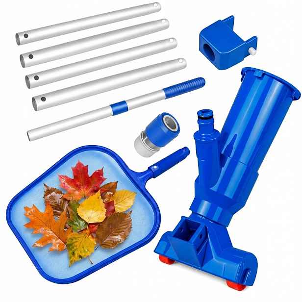 TEMU BASENOWY VACUUM SET NA ČISTÍNÍ DNA BASE OČNÍHO POOLU SÍT + TYČ 4v1