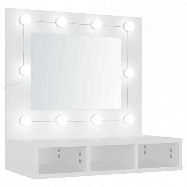 vidaXL Zrcadlová skříňka s LED bílá 60 x 31,5 x 62 cm