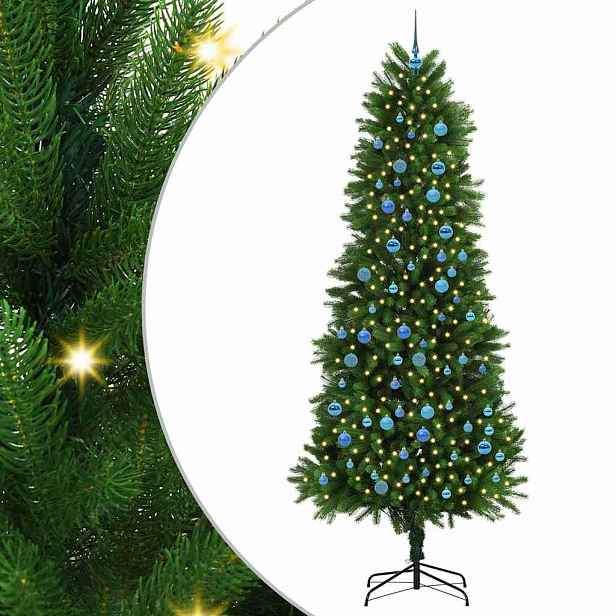 vidaXL Vánoční stromeček s 300 LED diodami s stojanem Zelená 240 cm PE