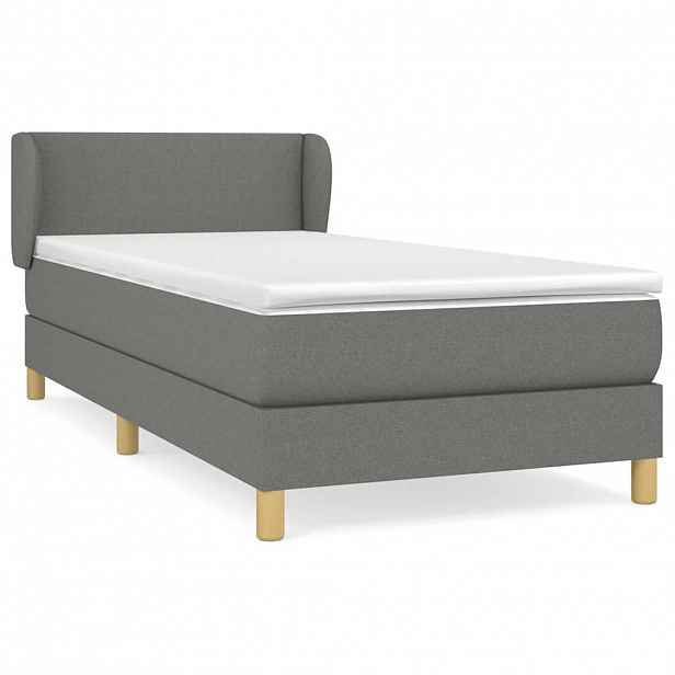 vidaXL Box spring postel s matrací tmavě šedá 90x190 cm textil