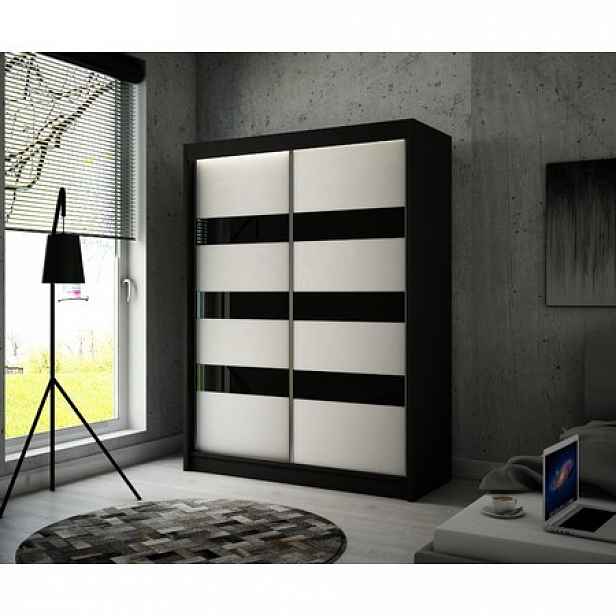 Kvalitní Šatní Skříň Solit 120 cm Černý Mat/ Bílý Mat