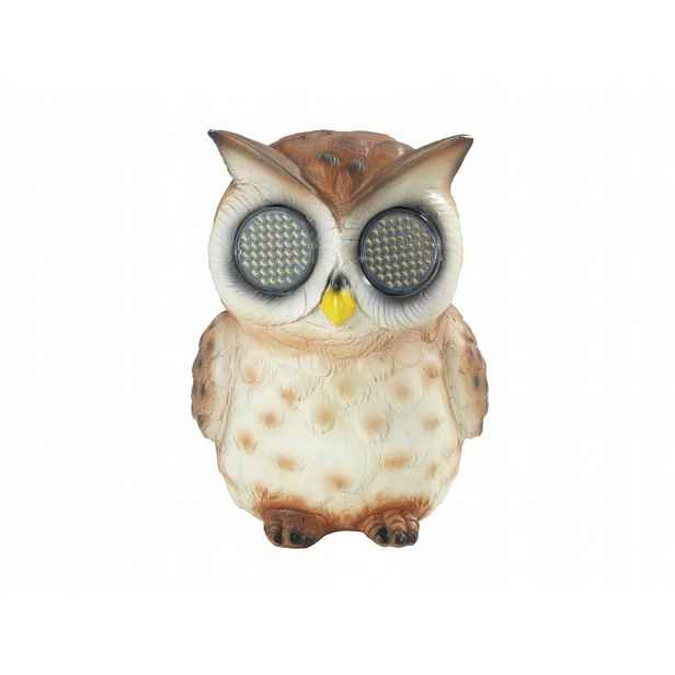 Solární zahradní figurka sova s blikajícíma Led očima, 13 cm