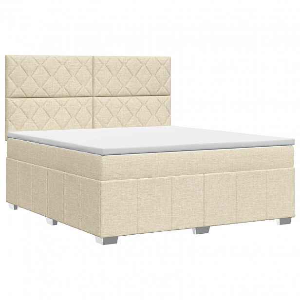 vidaXL Postel boxspring s matrací s čelo Krémová 140 x 190 cm Textil
