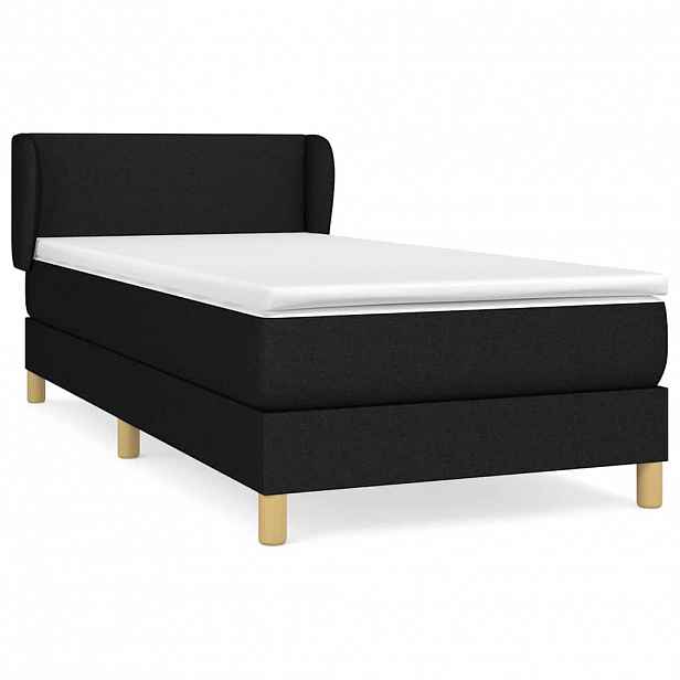 vidaXL Box spring postel s matrací černá 90x190 cm textil