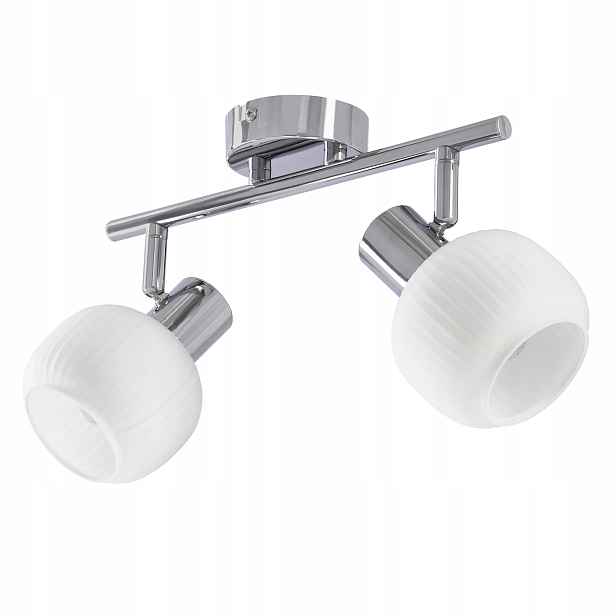 Stropní svítidlo stříbrná, bílé rýhované stínítko 2xE14 40W Candellux