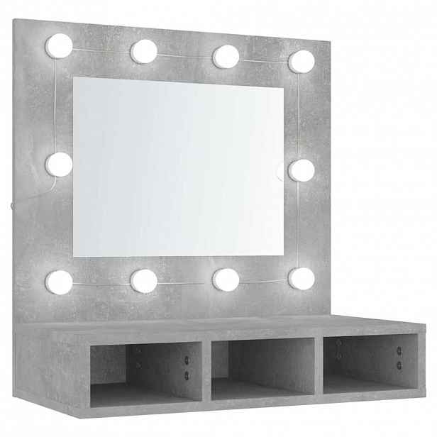 vidaXL Zrcadlová skříňka s LED betonově šedá 60 x 31,5 x 62 cm