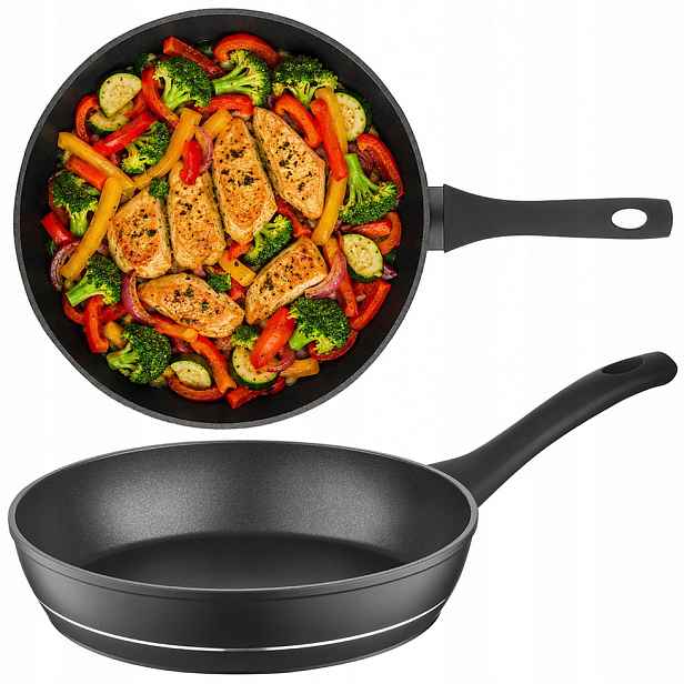 Tradiční hluboká hliníková nepřilnavá pánev Delux 28 cm, indukční