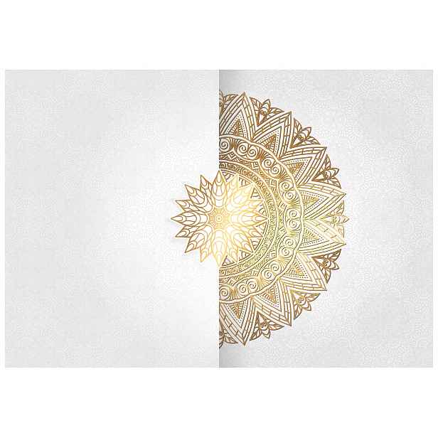 Fototapeta Zlatá Mandala Geometrické Květiny na bílém pozadí 416x254 lepidlo