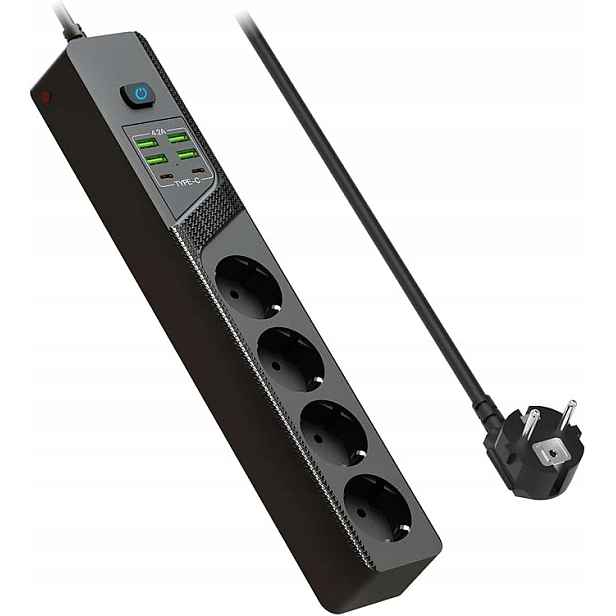 Napájecí zásuvka BKL-03 Eu 4AC 4USB 2 Typ-c