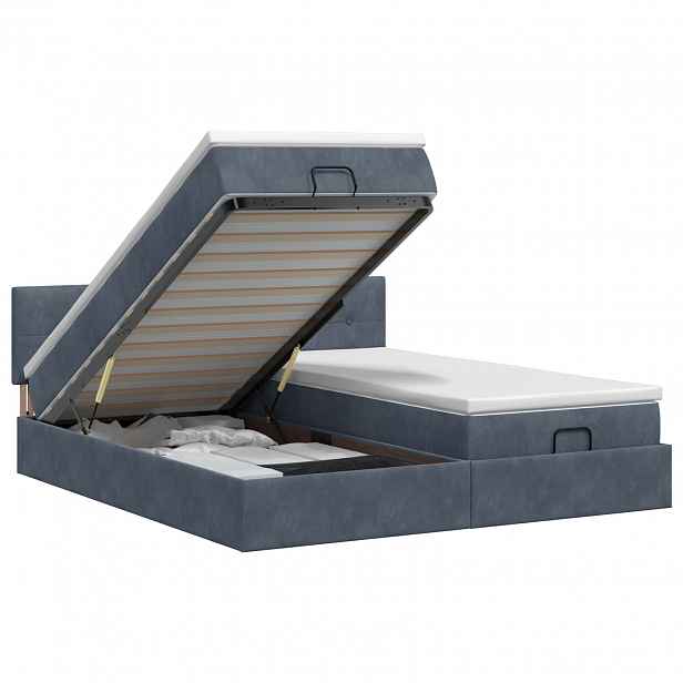 vidaXL Polohovací postel s matrací s čelo 2 ks Tmavě šedá Samet