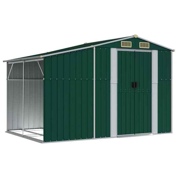 vidaXL Zahradní kůlna zelená 277 x 192,5 x 179 cm pozinkovaná ocel