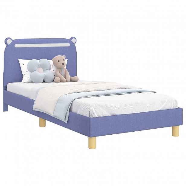 vidaXL Rám postele pro děti s čelem Modrá džínovina 90 x 190 cm Textil