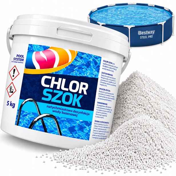 Chlorový Granulát 5 Kg Do Bazénu Rychlá Dezinfekce Zelené Bazénové Vody