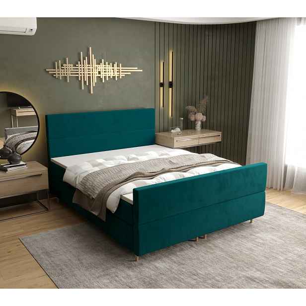 Kontinentální manželská postel ANGELES PLUS - 180x200, modrá