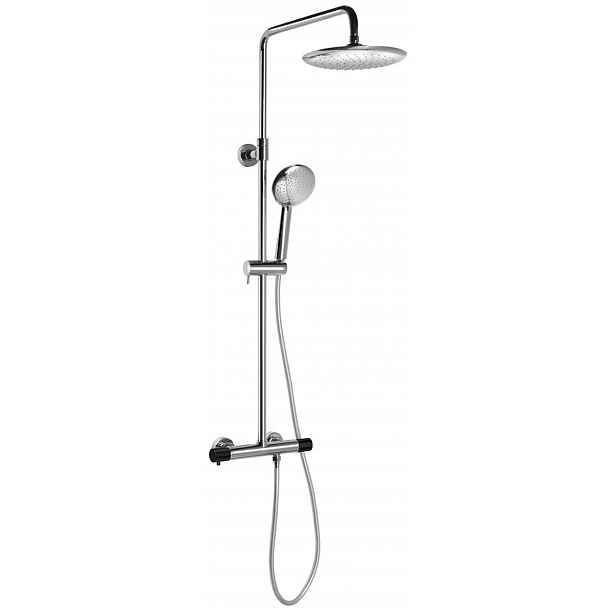 Sapho Solaris - Sprchový set s termostatem, průměr 25 cm, chrom/matná černá WD139CB