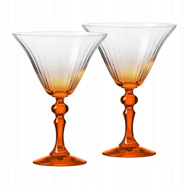 Stínované skleničky Krosno na martini Bubble s oranžovou nožkou 2ks