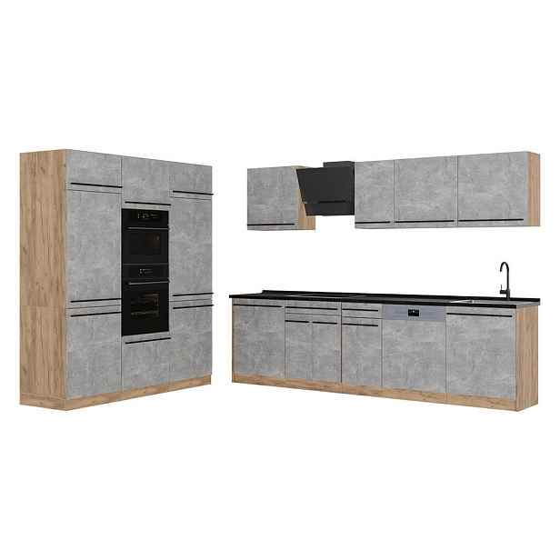 Vicco KUCHYŇSKÝ KOUT R-Line, Beton/Zlatý mocný dub, 180 cm pracovná doska antracitová