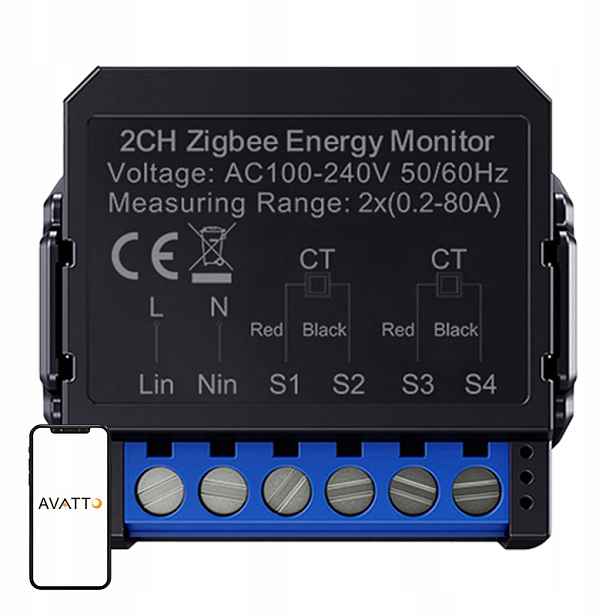 Měřič energie Avatto ZWPM16-2 ZigBee obousměrný