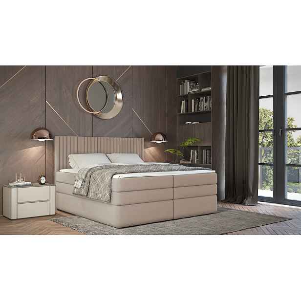 Boxspringová postel 140x200 LUMIRA 1 - béžová + topper ZDARMA