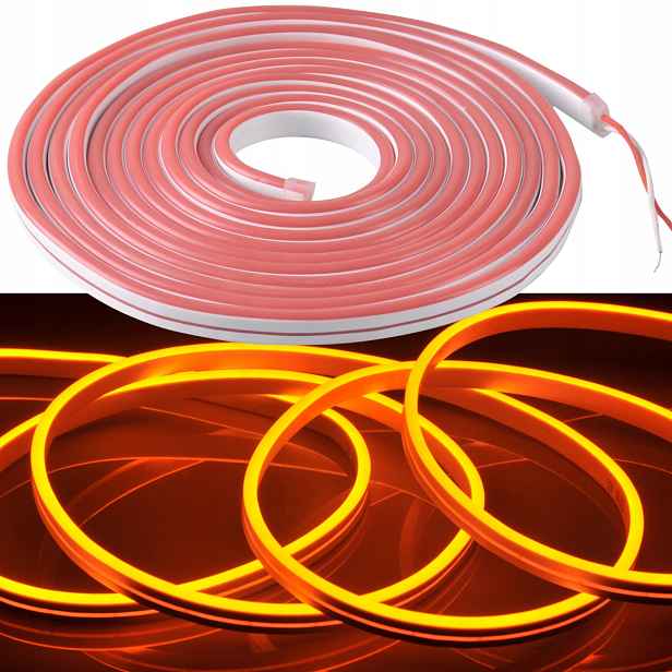 Led páska Neon 24V 5 m voděodolná oranžová na zeď pružná Polux