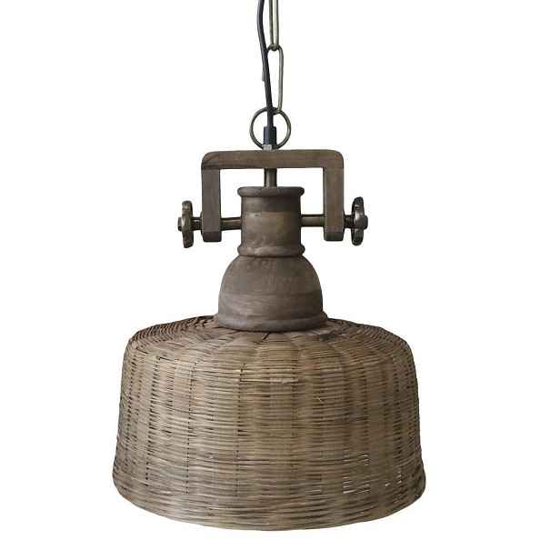 Přírodní dřevěné světlo s ratanovým stínidlem Roellie - Ø 31*33 cm/ E27/ 25W Chic Antique