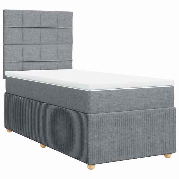 vidaXL Box spring postel s matrací světle šedá 80 x 200 cm textil