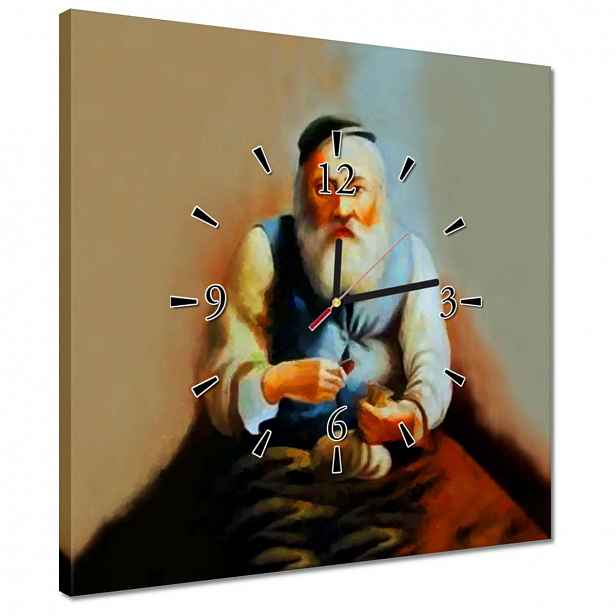 Hodiny 40x40 Žid počítající peníze