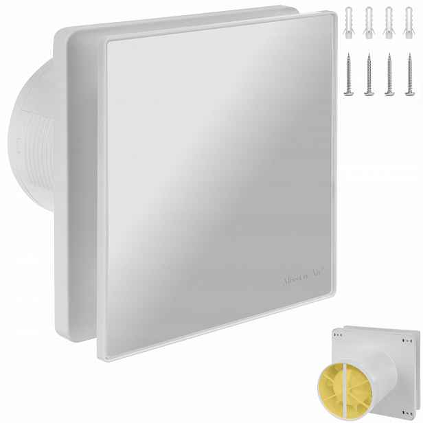 Koupelnový Ventilátor 100 Sklo Tichý bílý časovač Senzor Vlhkosti klapka