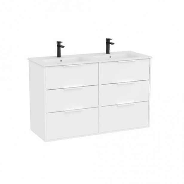 Roca Optica koupelnová skříňka s dvojumyvadlem 120x58x45,5 cm bílá matná mat OPT1203ZBM