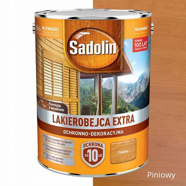 Sadolin Extra Lak, Trvalá Ochrana A Dekorace Dřeva, 5 L, Piniová Barva