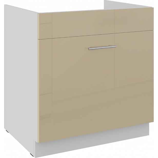Spodní skříňka pod dřez Lara 80 ZL 1S BB - Premium Box Barva korpusu: Bílá, Barva dvířek: Cappucino lesk