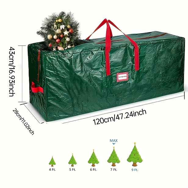 TEMU 1 Velká úložná taška na vánoční stromek, vhodná pro 213,36/274,32 cm vánoční stromky, voděodolná a prachotěsná tkaná přepravní taška, venkovní