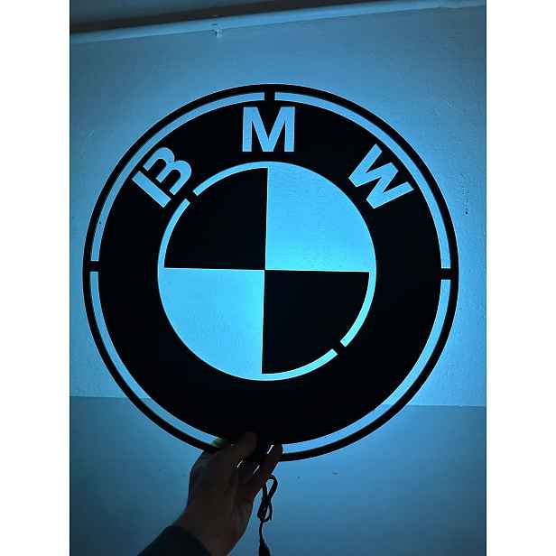 Dřevěný 3D obraz Bmw Logo Nástěnná Dekorace Dárek Noční Lampa Led