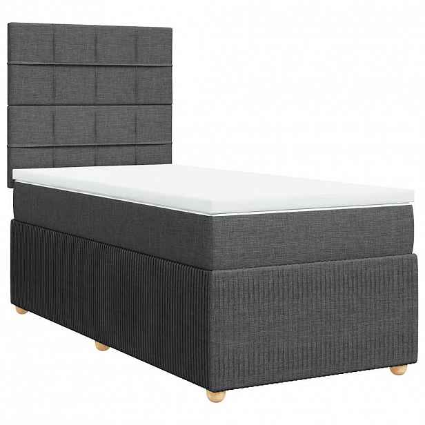 vidaXL Box spring postel s matrací tmavě šedá 80 x 200 cm textil