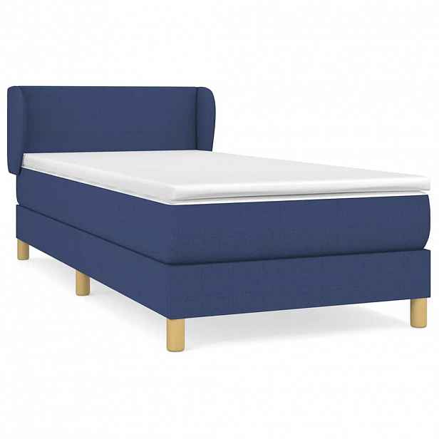 vidaXL Box spring postel s matrací modrá 90x190 cm textil