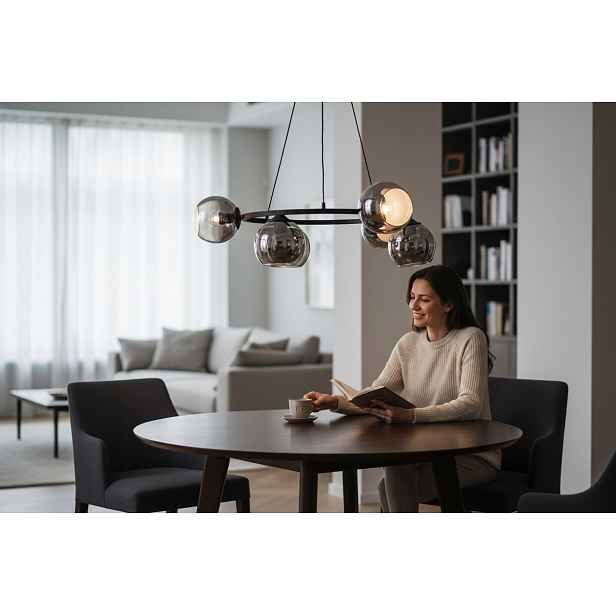 Euro-Lamp Závěsná lampa Ring 6 černá chromové stínidlo 6X60W Výrobce