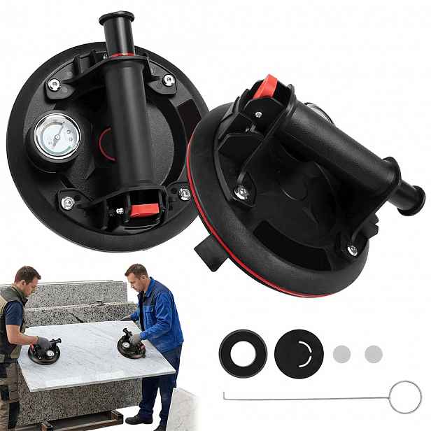 Přísavka na sklo 8 palců s barometrem, nosnost 617 l/s pro žulu a sklo