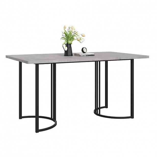 Redom JÍDELNÍ stůl 140/80 cm s mramorovým dekorem, kovovou konstrukcí a nastavitelnými nohami, Šedá