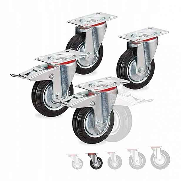 Sada 4 otočných transportních koleček 100 mm pro vysoké zatížení K1S019
