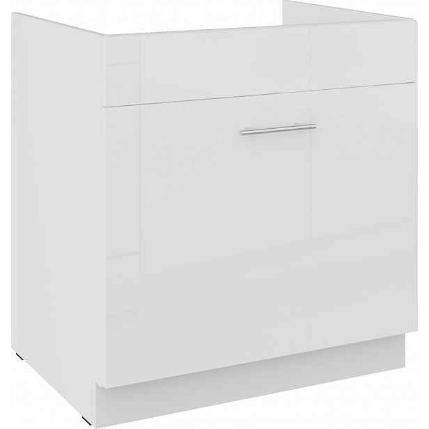 Spodní skříňka pod dřez Lara 80 ZL 1S BB - Premium Box Barva korpusu: Bílá, Barva dvířek: Bílý lesk