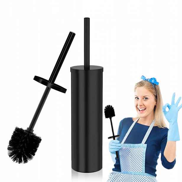 Závěsná Wc štětka Koupelna Toalety Držák na zeď Černý Velký