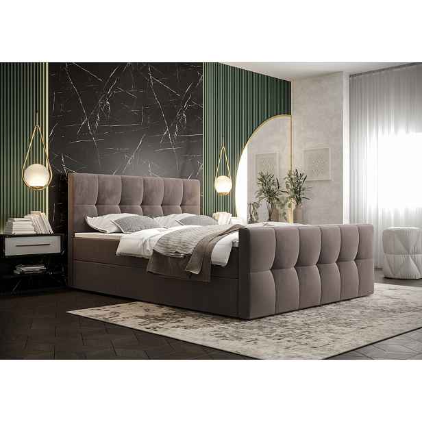 Elegantní manželská postel ELIONE - 140x200, tmavě hnědá