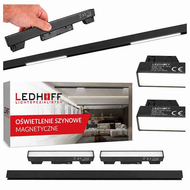 Magnetický Led kabel 2x lineární lampa 12W, černý reflektor M20